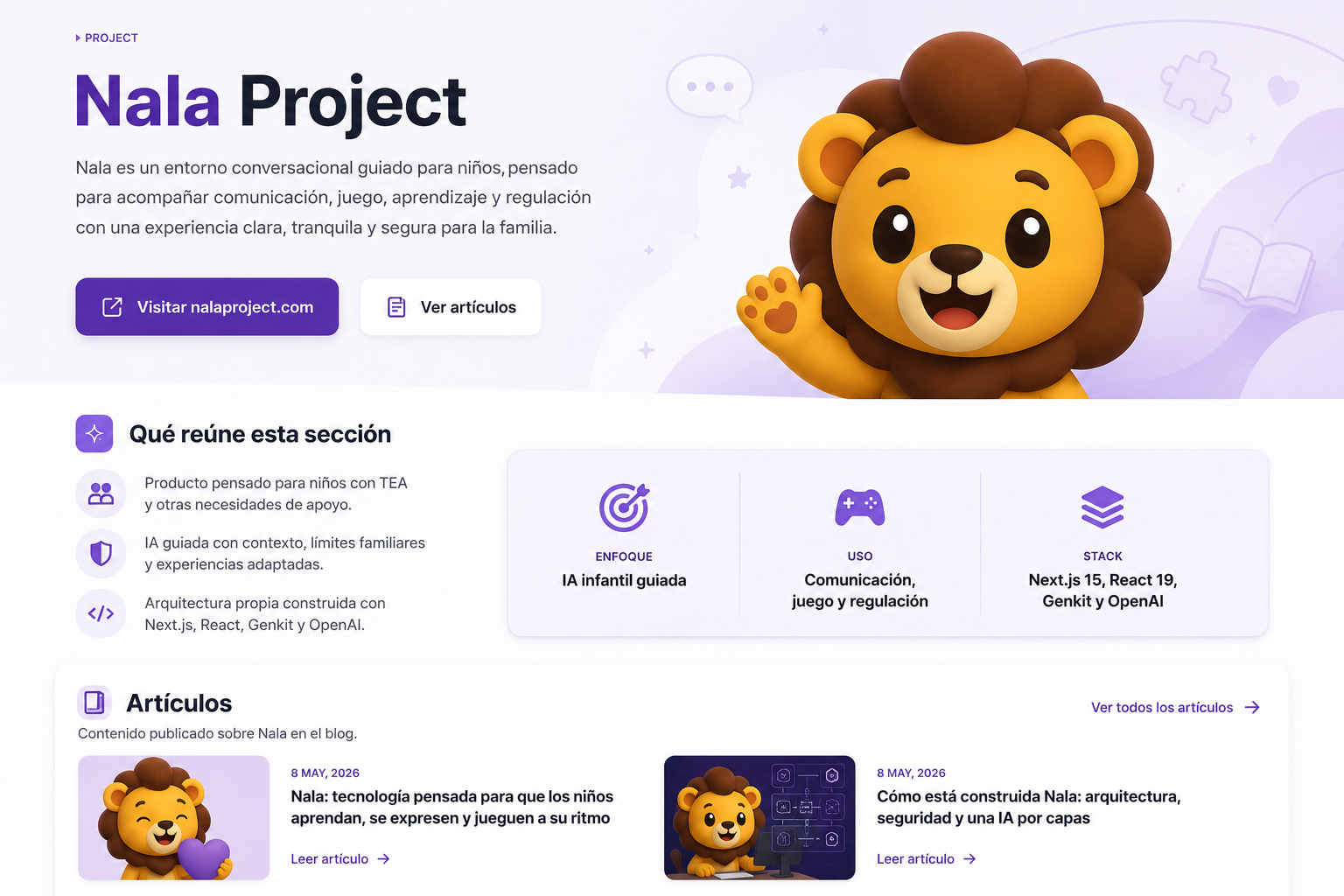 Nala Project, asistente conversacional guiado para niños y familias